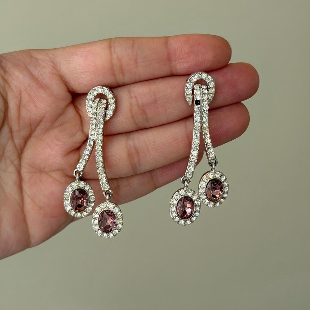 Pink Rhinestone Cherry Drop Earrings